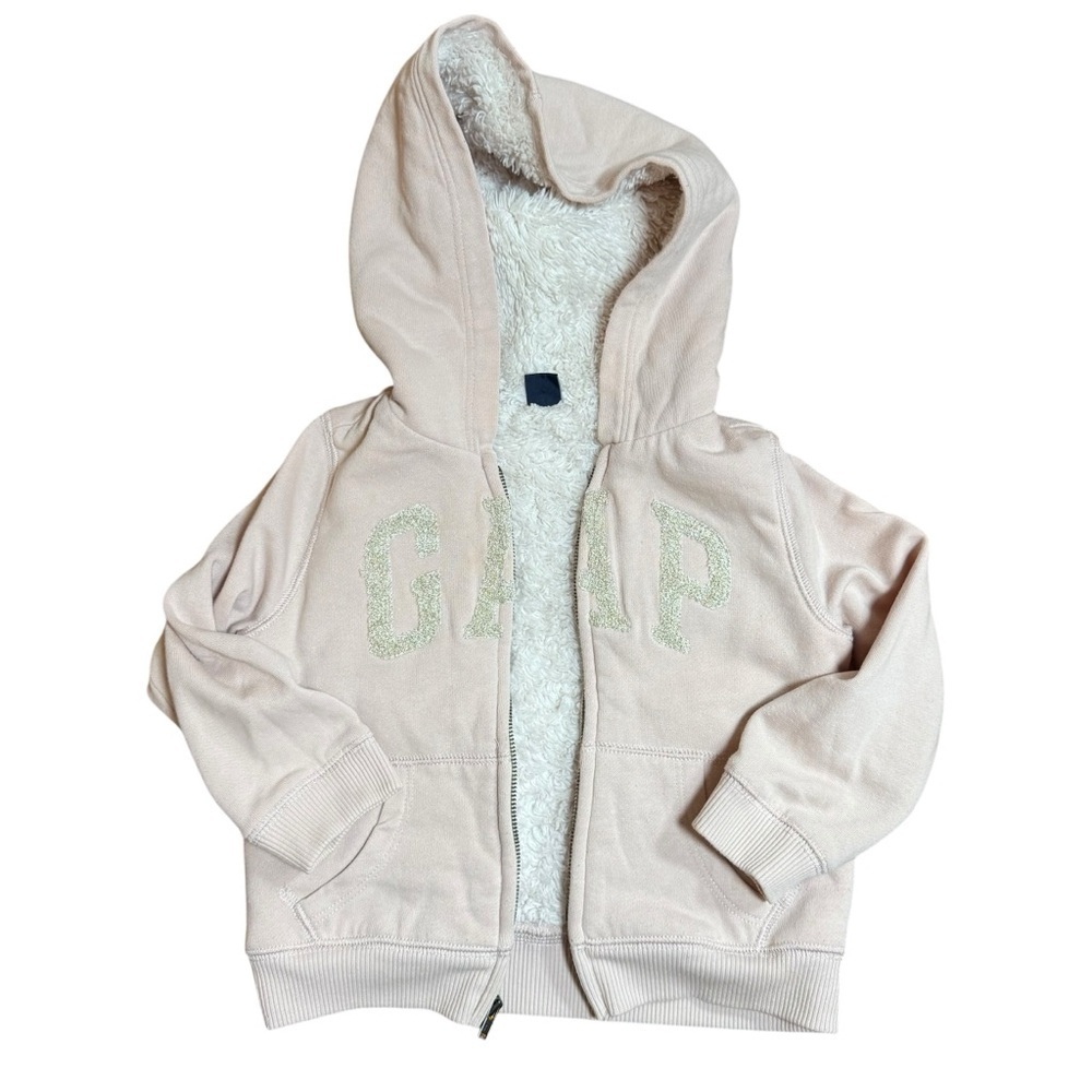 GAP|Kids/Toddler Logo Sherpa-Lined Zip Hoodie Pink- Size 3 years
